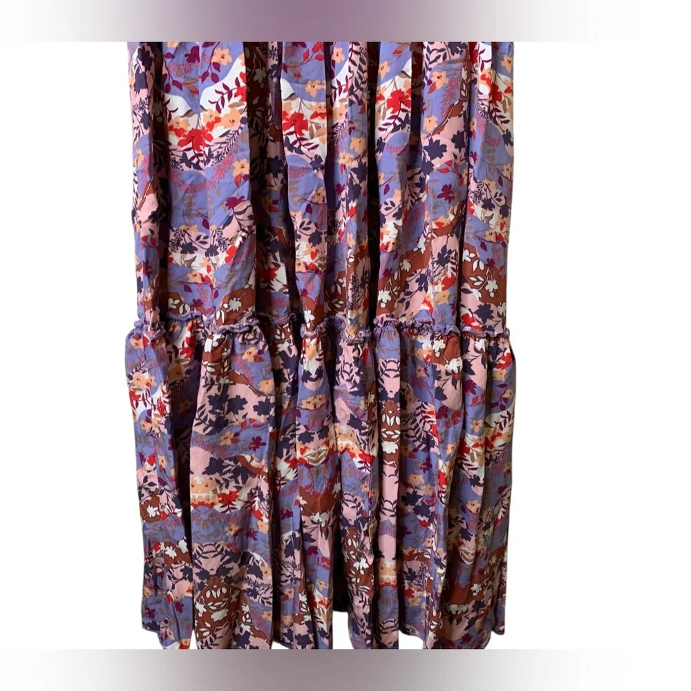 Abel The Label Floral Smocked Tiered Maxi Dress Small Flowy Boho Prairie Festive - Picture 4 of 7